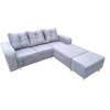 Sofa en L Turquia + Puff Tela Antifluido Gris Plata