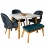 Juego de Comedor Miami 5 Puestos 110x80 Color Blanco Natural Sillas Tapizadas Grises