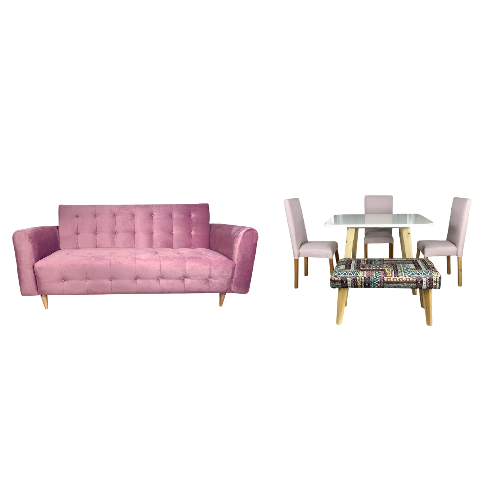 Combo Sofa Cama + Comedor Palo de Rosa